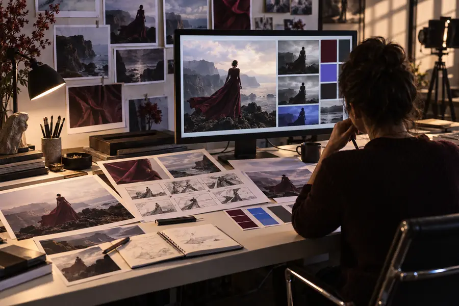 Creative workspace showing an AI image concept